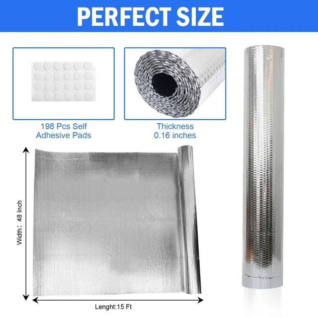 Alt view image 5 of 6 - Double Reflective Insulation 48 in X 15 FT RV Window Insulation for Summer Heat Reflective Window Film for Roof, Car, Garage Doors