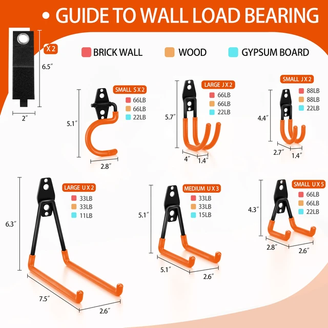 Alt view image 2 of 7 - 18 Pack Garage Hooks Heavy Duty - Anti-Slip Coating Garage Storage Hooks for Hanging BikeLadderGarden ToolsHose