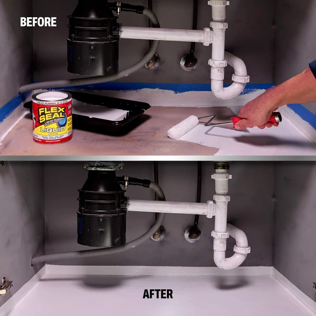 Alt view image 4 of 7 - Rubber Sealant Coating, Waterproof, White, 32 oz Stops leaks fast, brush, roll, dip or pour on, UV resistant, prevents rust, corrosion, roof, basement, RV, gutters, masonry
