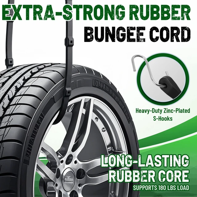 Alt view image 5 of 7 - Adjustable Bungee Cords with Hooks, 10 Pack, 31", EPDM Rubber Heavy Duty Tarp Straps, 6-Way Adjustable Length, Max Stretch 2X, Load 180+ LBS, Crimped S Hooks for Cargo, Trucks, Camping