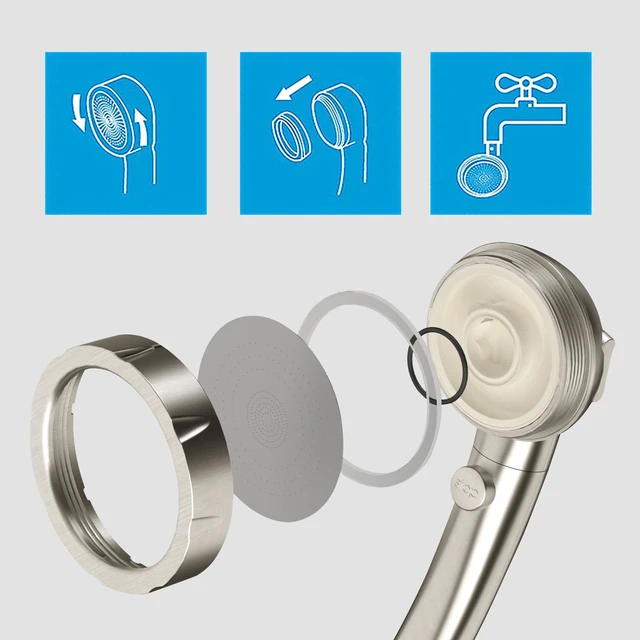 Alt view image 5 of 6 - Brushed Nickel High Pressure Handheld Shower Head with ON/OFF Switch, 3 Spray Modes, Adjustable Angle Bracket, and Hose