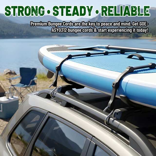 Alt view image 7 of 7 - Adjustable Bungee Cords with Hooks, 10 Pack, 31", EPDM Rubber Heavy Duty Tarp Straps, 6-Way Adjustable Length, Max Stretch 2X, Load 180+ LBS, Crimped S Hooks for Cargo, Trucks, Camping