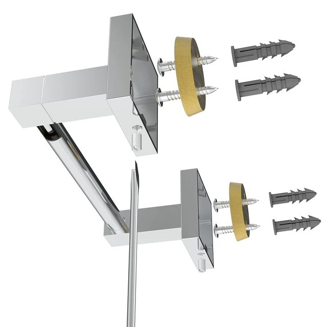 Alt view image 5 of 6 - Chrome Toilet Paper Holder Wall Mount for Bathroom, 2 Pack Dual-Post Pivoting Tissue Roll Holder with Square Base, Rustproof 304 Stainless Steel, Screw-in, for Hotel Apartments, Modern