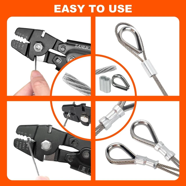 Alt view image 7 of 7 - Wire Rope Crimping Kit, 165ft 1/16" 304 Stainless Steel Cable with 100Pcs Aluminum Crimp Loop Sleeves and 25Pcs M2 Wire Rope Stainless Steel Thimbles