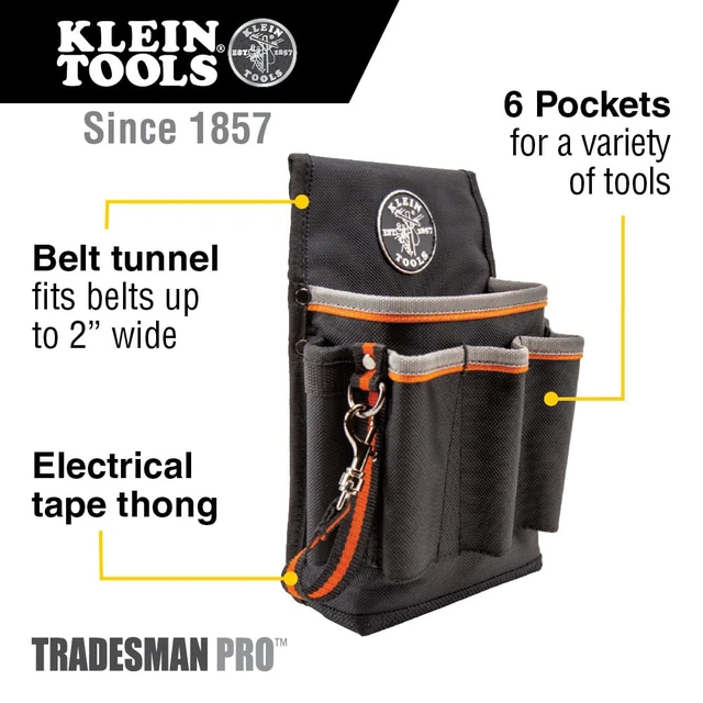 Alt view image 2 of 7 - 5241 Tool Pouch, Tradesman Pro Tool Pouch with Electrical Tape Thong and Heavy Duty Reinforced Bottoms, 6-Pocket