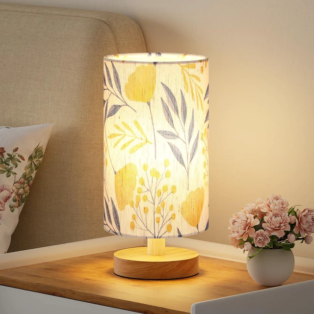Main image of Small Table Lamps (Ginkgo Cream Shade, 9" Inline Control) 3000K LED Blub Included 680 Lumens Easy Assembly Minimalist Design E26 for Kitchen for Kids Room