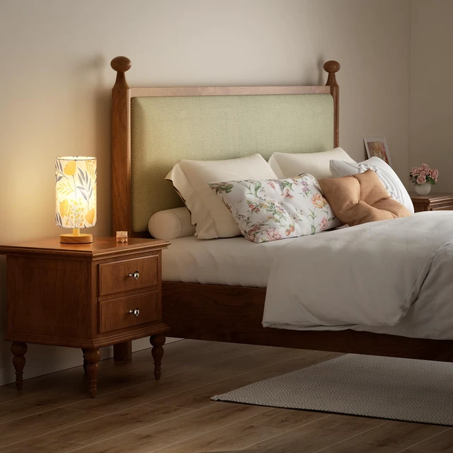 Alt view image 6 of 7 - Small Table Lamps (Ginkgo Cream Shade, 9" Inline Control) 3000K LED Blub Included 680 Lumens Easy Assembly Minimalist Design E26 for Kitchen for Kids Room