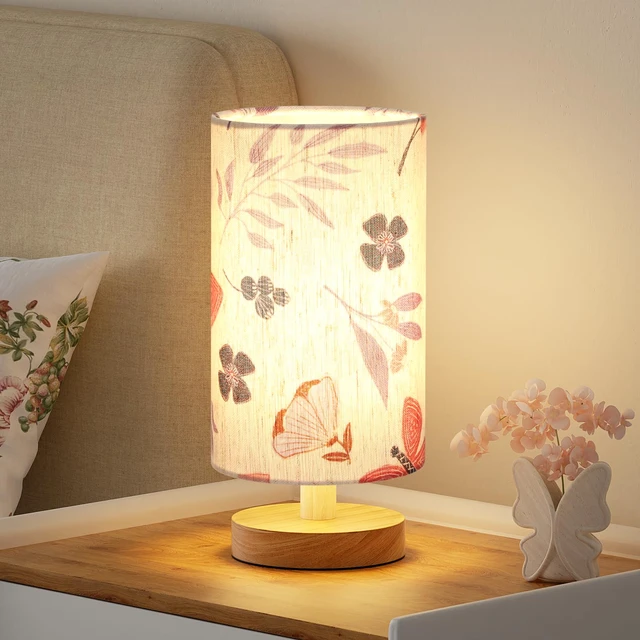 Main image of Small Table Lamps (Butterfly Cream Shade, 9" Inline Control) 3000K LED Blub Included 680 Lumens Easy Assembly Minimalist Design E26 for Kitchen for Kids Room