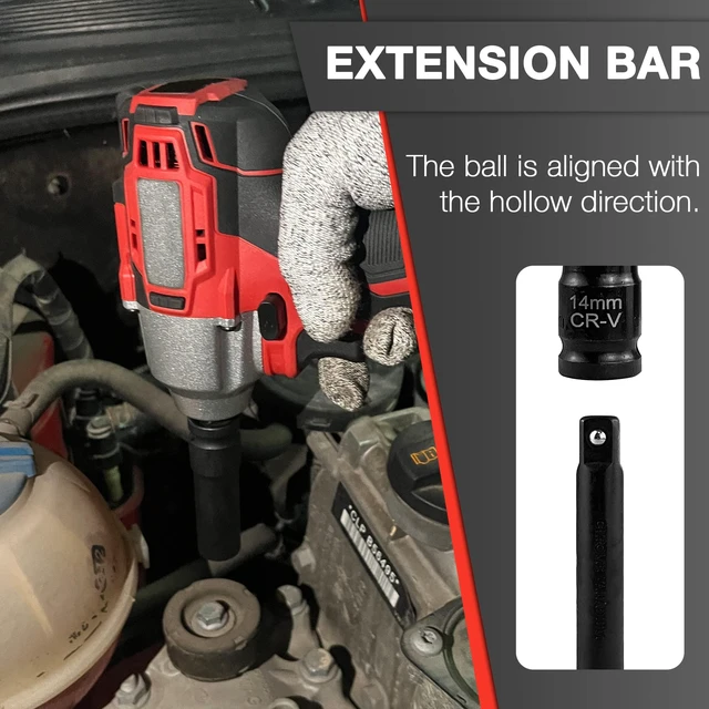 Alt view image 5 of 7 - 33pcs 1/2" Impact Socket Set (8-22mm), Metric Socket Set, Cr-V Steel, 6 Point Deep & Shallow Sockets, with 5" 10" Extension Bars and 1/2" Universal Joint