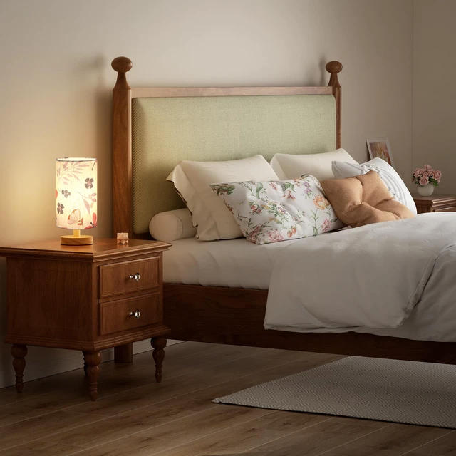 Alt view image 6 of 7 - Small Table Lamps (Butterfly Cream Shade, 9" Inline Control) 3000K LED Blub Included 680 Lumens Easy Assembly Minimalist Design E26 for Kitchen for Kids Room