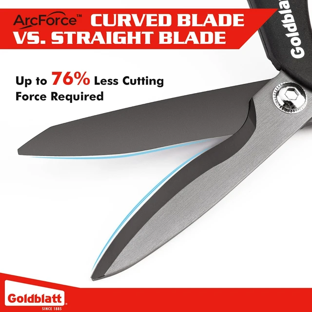 Alt view image 5 of 7 - 10-Inch Heavy Duty Scissors, Multipurpose Shop Scissors Curved Titanium Blades and Serrated Edge for Easy Cutting of Aluminum Sheets, Pruning, Rope and Leather