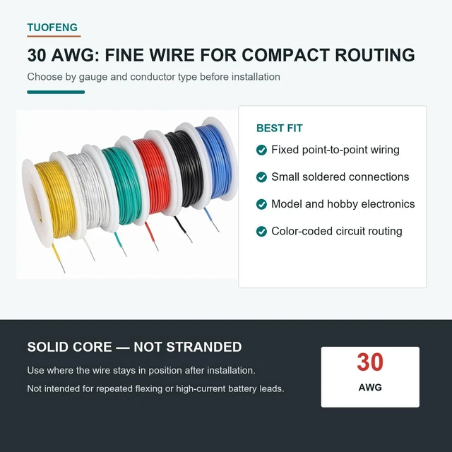 Alt view image 5 of 7 - 30 AWG Solid Tinned Copper Wire Kit, 6 Colors 100 ft Each 100 ft Each