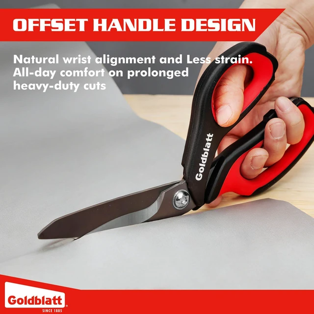 Alt view image 7 of 7 - 10-Inch Heavy Duty Scissors, Multipurpose Shop Scissors Curved Titanium Blades and Serrated Edge for Easy Cutting of Aluminum Sheets, Pruning, Rope and Leather