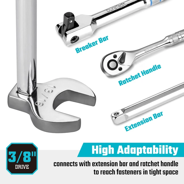 Alt view image 4 of 7 - 10-Piece 3/8" Drive Crowfoot Wrench Set, SAE, 3/8"-1" Open End Wrench Set, for Brake & Fuel Line Fittings in Tight Space, CR-V Steel, with EVA Foam Tool Organizer