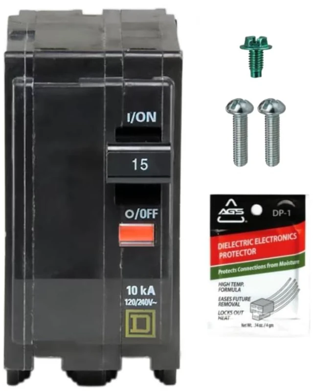 Main image of Genuine Square D QO215 15 Amp Double Pole Circuit Breaker Kit UL Listed, Plug-On Replacement for QO Load Center Panel Box, 15A, 120/240V, 10kAIC, 15Amp, 2 Pole QO Circuit Breaker, 1 Pack