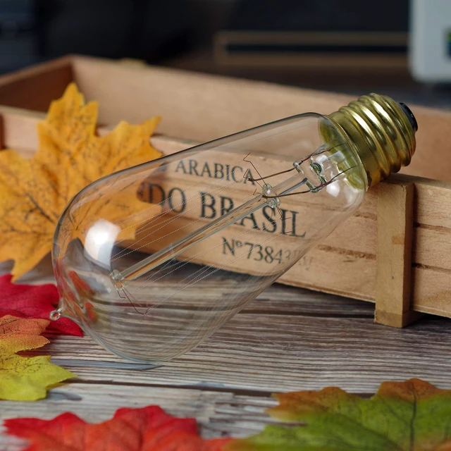 Alt view image 5 of 7 - 6-Pack Edison Light Bulb 60 Watt Dimmable ST58 Vintage Warm Bulb Antique Vintage Old Fashioned E26 Incandescent Light Bulbs, Clear Glass E26, 2200K 110V 230LM Edison Bulbs for Bedroom&Cafe