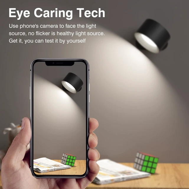 Alt view image 3 of 6 - Battery Operated Wall Sconce, LED Reading Light, 360-Degree Rotation Magnetic Mounting Rechargeable Cordless Wall Lights with Dimmable 3 Color Temps Touch Control for Bedroom Hallway, 1 Pack
