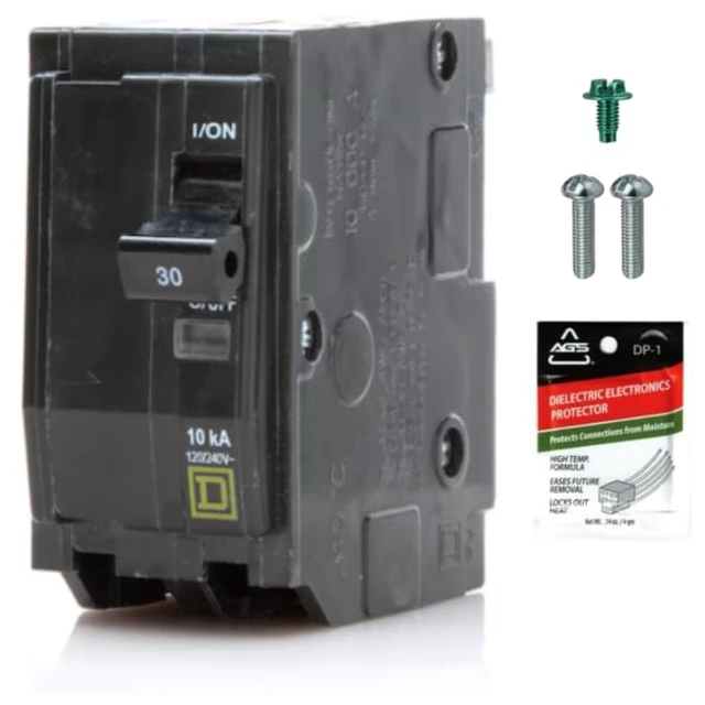 Main image of Genuine Square D QO230 30 Amp Double Pole Circuit Breaker Kit Plug-On Replacement for QO Load Center Panel Box, UL Listed, 30A, 120/240V, 10kAIC, 30Amp, 2 Pole QO Breaker, 1 Pack