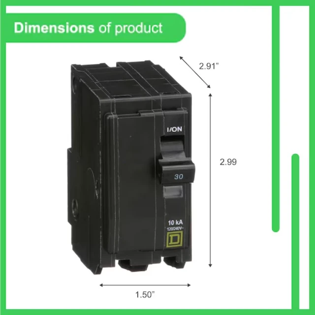 Alt view image 6 of 7 - Genuine Square D QO230 30 Amp Double Pole Circuit Breaker Kit Plug-On Replacement for QO Load Center Panel Box, UL Listed, 30A, 120/240V, 10kAIC, 30Amp, 2 Pole QO Breaker, 1 Pack