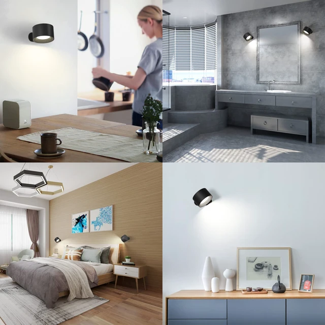 Alt view image 6 of 6 - Battery Operated Wall Sconce, LED Reading Light, 360-Degree Rotation Magnetic Mounting Rechargeable Cordless Wall Lights with Dimmable 3 Color Temps Touch Control for Bedroom Hallway, 1 Pack