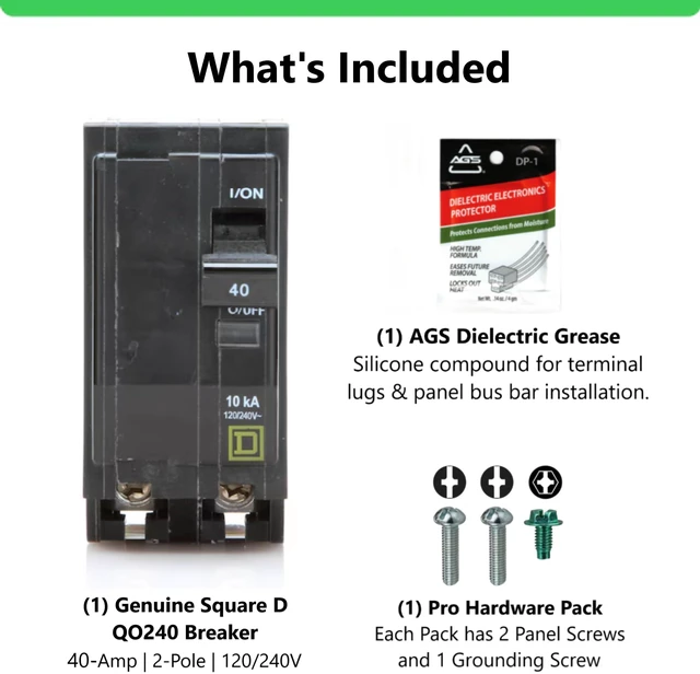 Alt view image 4 of 7 - Genuine Square D QO240 40 Amp Double Pole Circuit Breaker Kit UL Listed, Plug-On Replacement for QO Load Center Panel Box, 40A, 120/240V, 10kAIC, 40Amp, 2 Pole QO Circuit Breaker, 1 Pack