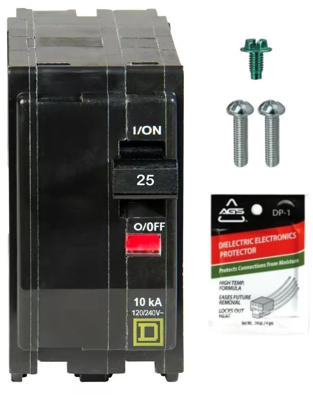 Main image of Genuine Square D QO225 25 Amp Double Pole Circuit Breaker Kit UL Listed, Plug-On Replacement for QO Load Center Panel Box, 25A, 120/240V, 10kAIC, 25Amp, 2 Pole QO Circuit Breaker, 1 Pack