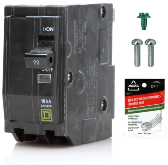 Main image of Genuine Square D QO220 20 Amp Double Pole Circuit Breaker Kit UL Listed, Plug-On Replacement for QO Load Center Panel Box, 20A, 120/240V, 10kAIC, 20Amp, 2 Pole QO Circuit Breaker, 1 Pack