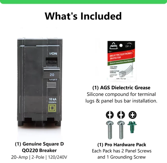 Alt view image 4 of 7 - Genuine Square D QO220 20 Amp Double Pole Circuit Breaker Kit UL Listed, Plug-On Replacement for QO Load Center Panel Box, 20A, 120/240V, 10kAIC, 20Amp, 2 Pole QO Circuit Breaker, 1 Pack