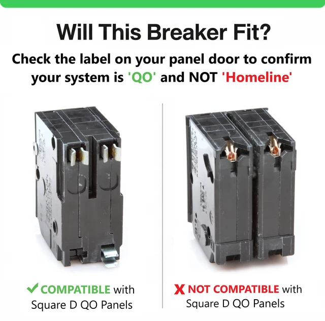 Alt view image 5 of 7 - Genuine Square D QO215 15 Amp Double Pole Circuit Breaker Kit UL Listed, Plug-On Replacement for QO Load Center Panel Box, 15A, 120/240V, 10kAIC, 15Amp, 2 Pole QO Circuit Breaker, 1 Pack