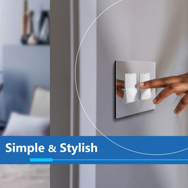 Alt view image 7 of 7 - Double Decorator Wall Plate, Impact Resistant, Mirror Glass Silver Reflective, Plexiglass, Screwless, Mid-Size, Tough And Heat Resistant, Easy Installation, Modern And Sophisticated