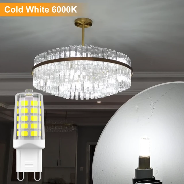 Alt view image 4 of 6 - G9 LED Bulb Dimmable 4W (40W Equivalent) 6000K Cool White 12 Pack T4 G9 Bi-pin Base Halogen Replacement 120V No Flicker 450LM for Basement, Corridor, Utility Room, High-Visibility Areas