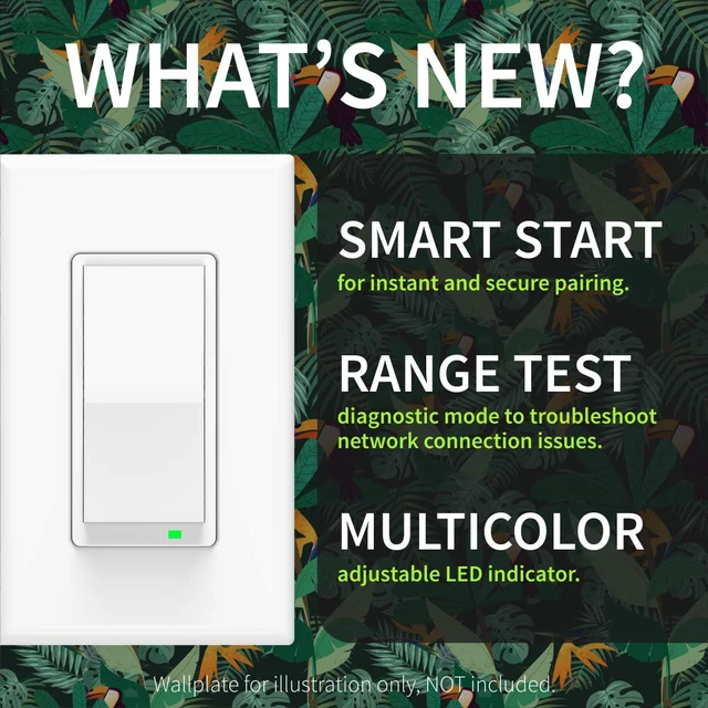 Alt view image 4 of 6 - 800 Series Z-Wave Long Range S2 On Off Switch ZEN76 800LR, White | Simple Direct 3-Way and 4-Way Solution (Works with Regular Switches, No Aux Switch Needed) | Z-Wave Hub Required