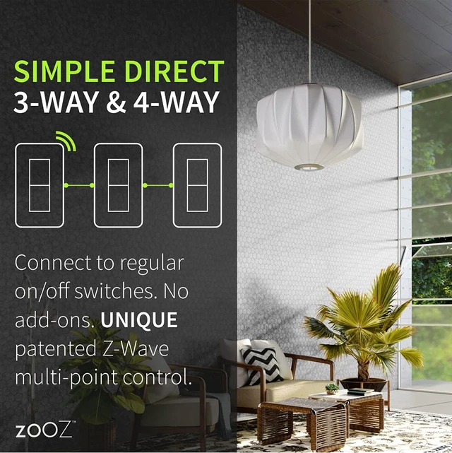 Alt view image 3 of 6 - 800 Series Z-Wave Long Range S2 On Off Switch ZEN76 800LR, White | Simple Direct 3-Way and 4-Way Solution (Works with Regular Switches, No Aux Switch Needed) | Z-Wave Hub Required