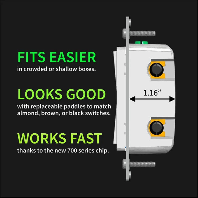Alt view image 5 of 6 - 800 Series Z-Wave Long Range S2 On Off Switch ZEN76 800LR, White | Simple Direct 3-Way and 4-Way Solution (Works with Regular Switches, No Aux Switch Needed) | Z-Wave Hub Required