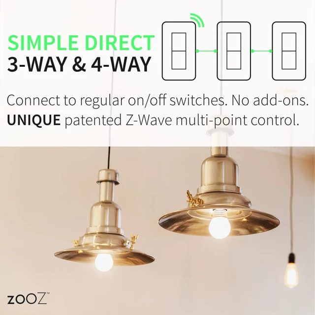 Alt view image 2 of 7 - 800 Series Z-Wave Long Range Toggle Dimmer ZEN74, White | Direct 3-Way (No Add-On Switch Needed) | Z-Wave Hub Required