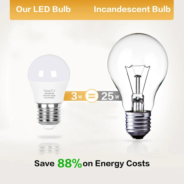 Alt view image 3 of 7 - LED Bulb 3W 25 Watt Equivalent Light Bulbs Night Stand Table Lamp Warm White 2700K LED Energy Saving E26 Medium Screw Base for Home Light 12 Pack