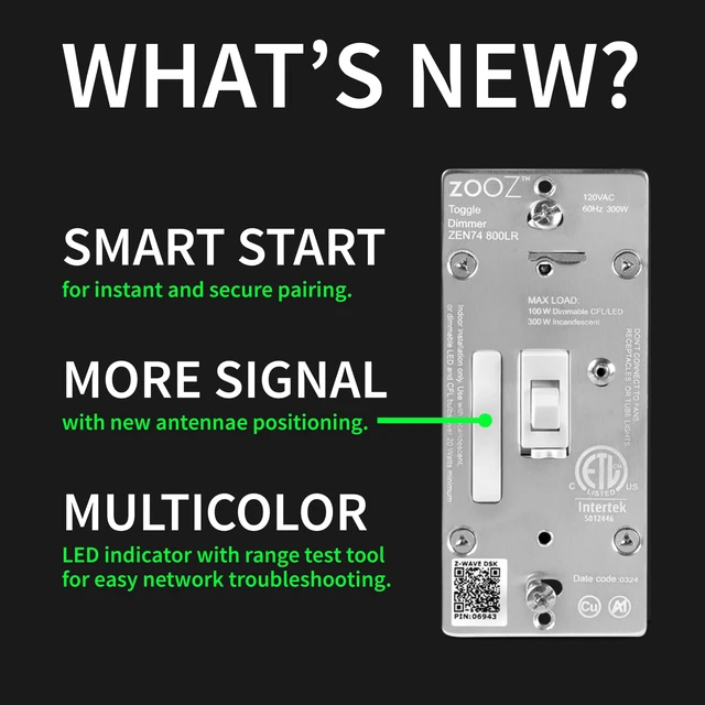 Alt view image 3 of 7 - 800 Series Z-Wave Long Range Toggle Dimmer ZEN74, White | Direct 3-Way (No Add-On Switch Needed) | Z-Wave Hub Required