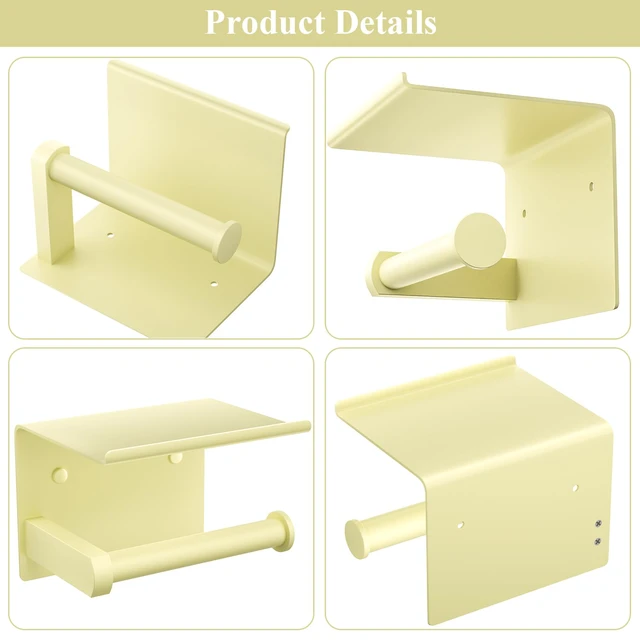 Alt view image 5 of 5 - Toilet Paper Holder with Shelf Wall Mounted Toilet Paper Roll Dispenser Heavy Duty Stainless Steel Sunlight Yellow