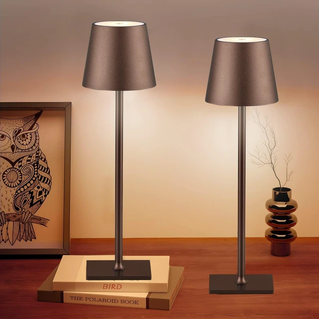 Alt view image 2 of 7 - 2 Pack Cordless Table Lamps, 3 Colors Stepless Dimming, 5000mAh Rechargeable Battery LED Desk Lamp for Bedroom/Couple Dinner/Desk/Cafe/Dining Room/Terrace