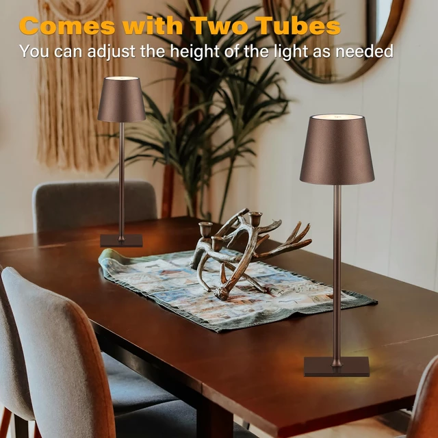 Alt view image 5 of 7 - 2 Pack Cordless Table Lamps, 3 Colors Stepless Dimming, 5000mAh Rechargeable Battery LED Desk Lamp for Bedroom/Couple Dinner/Desk/Cafe/Dining Room/Terrace