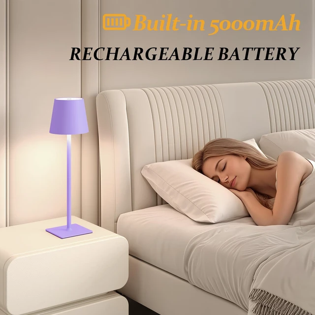 Alt view image 5 of 6 - 2 Pack Cordless Table Lamps, 3 Colors Stepless Dimming, 5000mAh Rechargeable Battery LED Desk Lamp for Bedroom/Couple Dinner/Desk/Cafe/Dining Room/Terrace