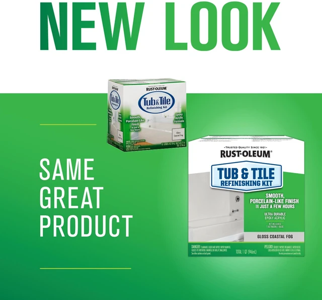 Alt view image 3 of 7 - Tub & Tile Refinishing 2-Part Kit, Gloss Coastal Fog Bathroom Surface Refresh, Ceramic, Porcelain & Fiberglass, Waterproof Protection, Porcelain-Like Finish, Quart