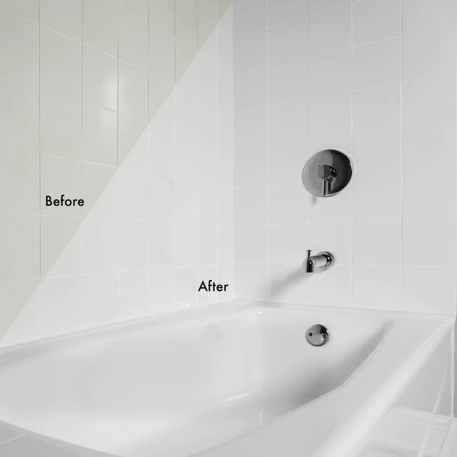 Alt view image 4 of 7 - Tub & Tile Refinishing 2-Part Kit, Gloss Coastal Fog Bathroom Surface Refresh, Ceramic, Porcelain & Fiberglass, Waterproof Protection, Porcelain-Like Finish, Quart