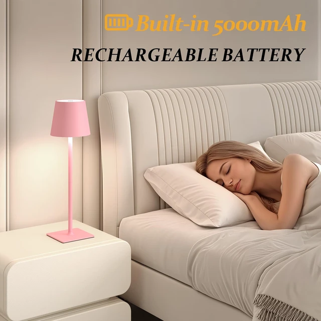 Alt view image 5 of 6 - 2 Pack Cordless Table Lamps, 3 Colors Stepless Dimming, 5000mAh Rechargeable Battery LED Desk Lamp for Bedroom/Couple Dinner/Desk/Cafe/Dining Room/Terrace