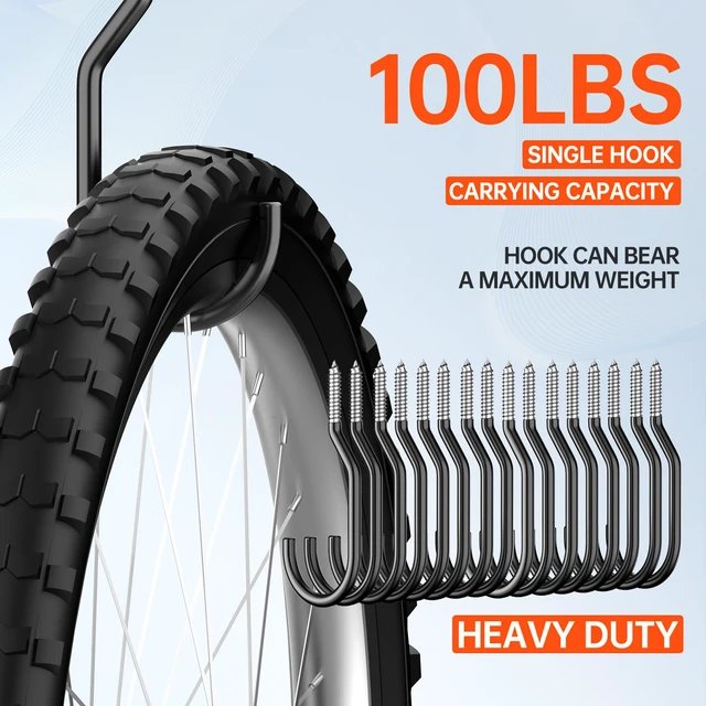 Alt view image 5 of 7 - 16-Pack Heavy Duty Bike Hook, Loading Capacity 100 LBS, 6 inch, Bike Hooks for Garage Wall and Garage Ceiling