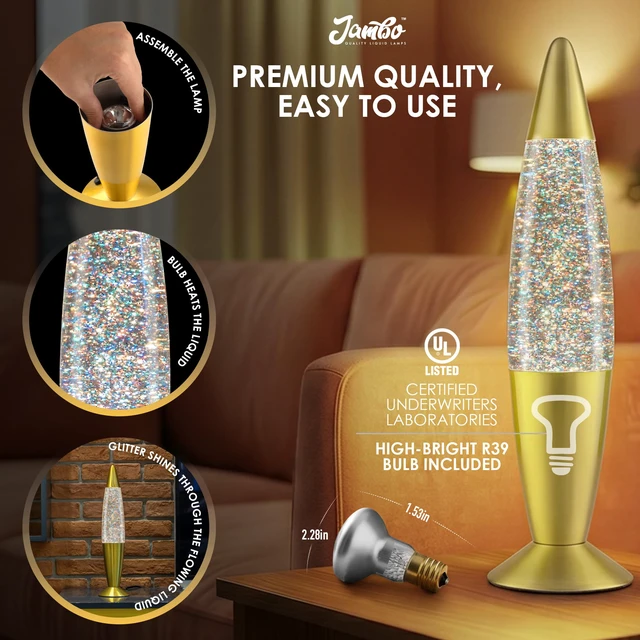 Alt view image 6 of 7 - 16-Inch Rainbow Glitter Lamp I Beautiful Liquid Lamp I Entertaining for Adults and Kids I Perfect Holiday Gift