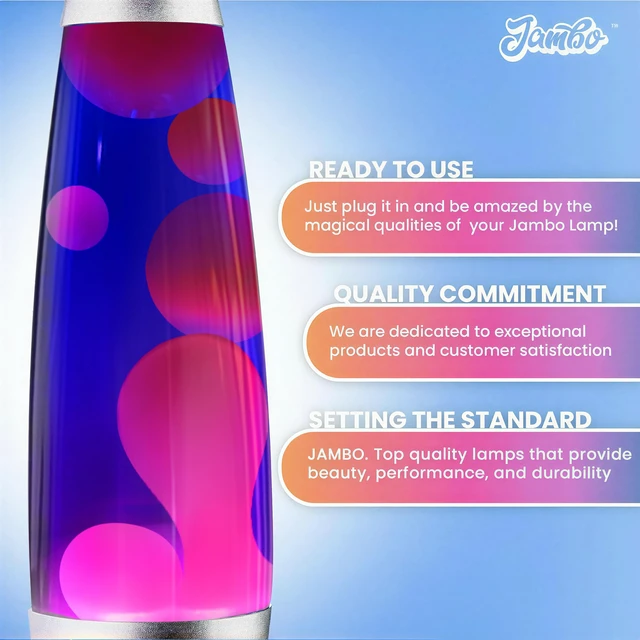 Alt view image 3 of 7 - 16" Beautiful Liquid Lamp- Blue with Purple Wax, Relaxing Magma Light, Night Light Nightlight, Home Decor Living Room Office Bedroom Lamp for Adults Teens Kids