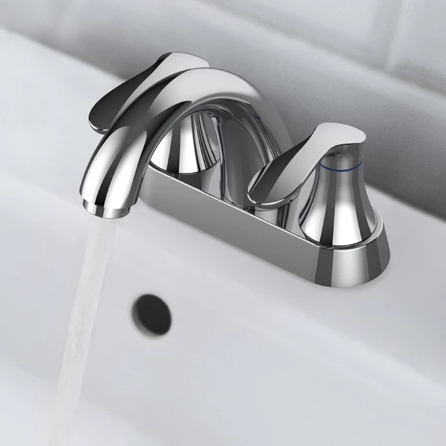 Alt view image 5 of 6 - Bathroom Faucet, 4 Inch Bathroom Faucets for Sink 3 Hole, Centerset Bathroom Sink Faucet with Plastic Pop-Up Drain and cUPC Lead-Free Hose(Chrome)