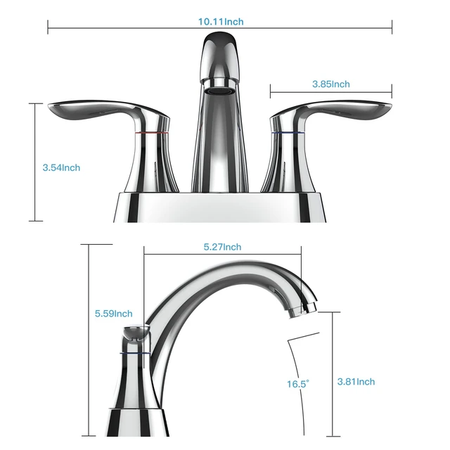 Alt view image 3 of 6 - Bathroom Faucet, 4 Inch Bathroom Faucets for Sink 3 Hole, Centerset Bathroom Sink Faucet with Plastic Pop-Up Drain and cUPC Lead-Free Hose(Chrome)