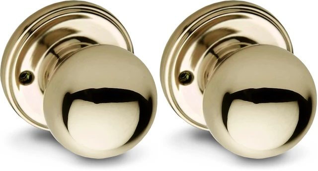 Main image of BK2090PB Ball Door Knob, Dummy Function, 2 Pack, in Polished Brass